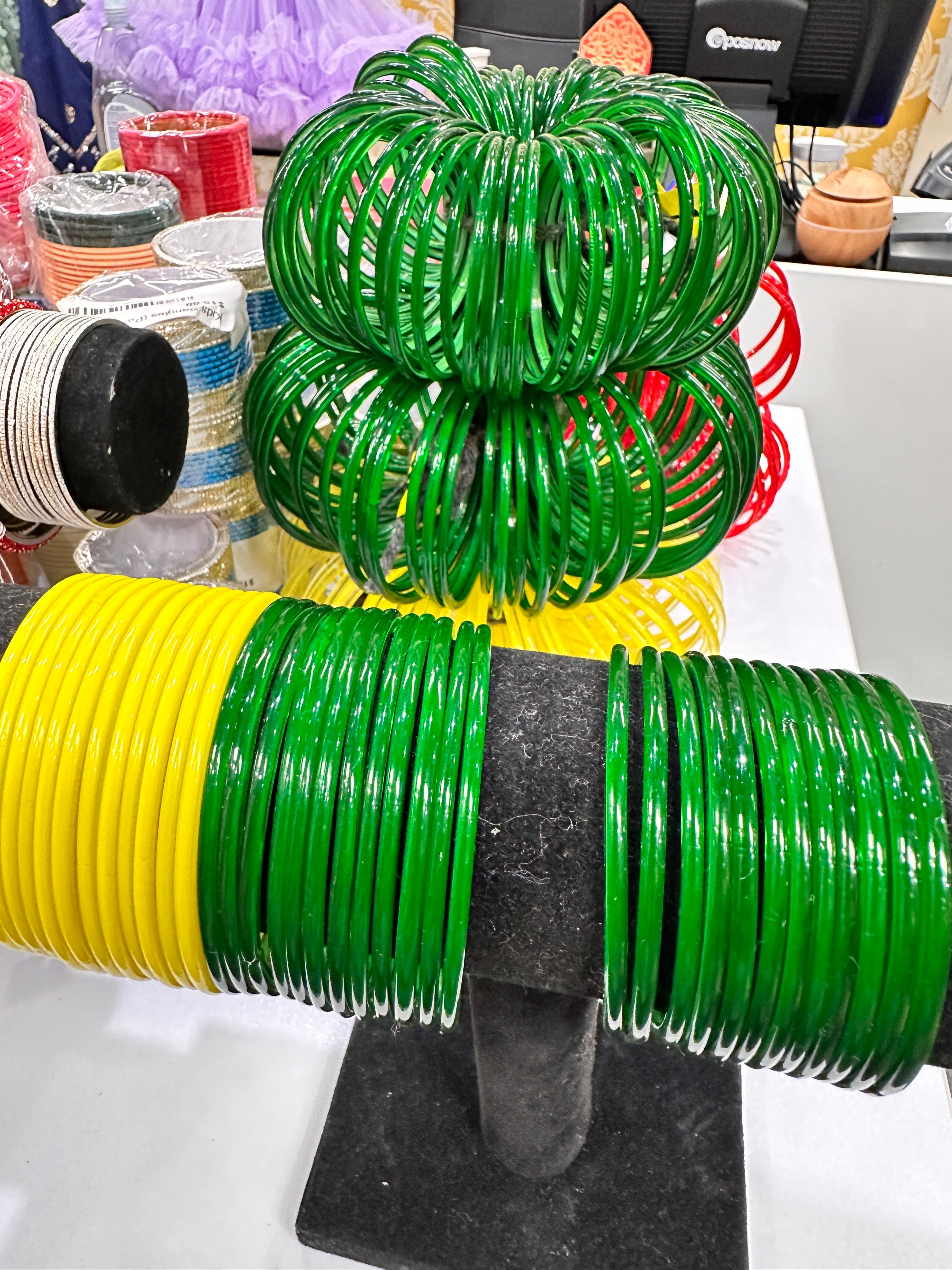 Glass Bangles Green 2.2-2.8